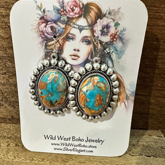 Stunning Oval Gemstone Wire Earrings for Every Occasion, Boho Southwestern, Shi - Picture 3 of 7